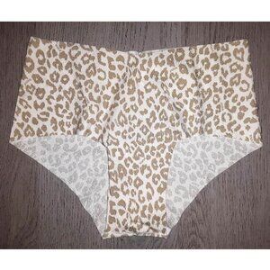 Victoria's Secret PINK No Show Cheeky Panty Size XS White and Gold Leopard Print